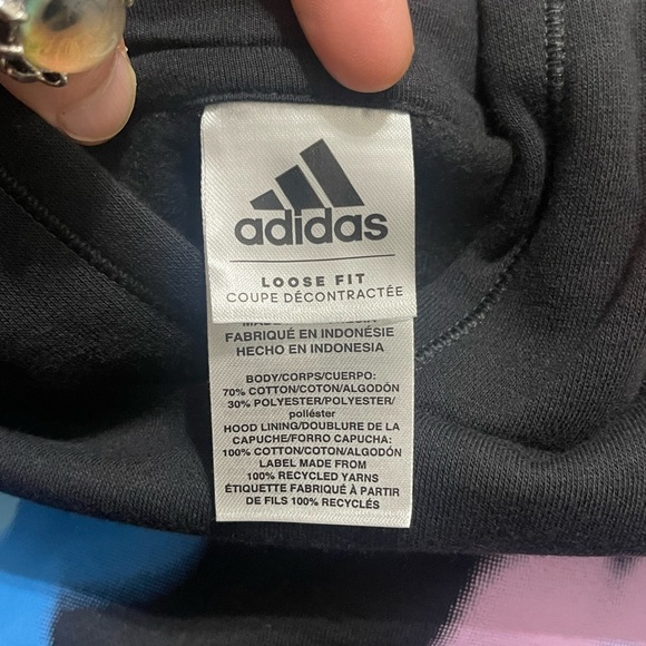 NWT Girl’s Size 14 Adidas Aura Flower Print Pullover Hoodie In Black/Multicolors - Picture 10 of 12